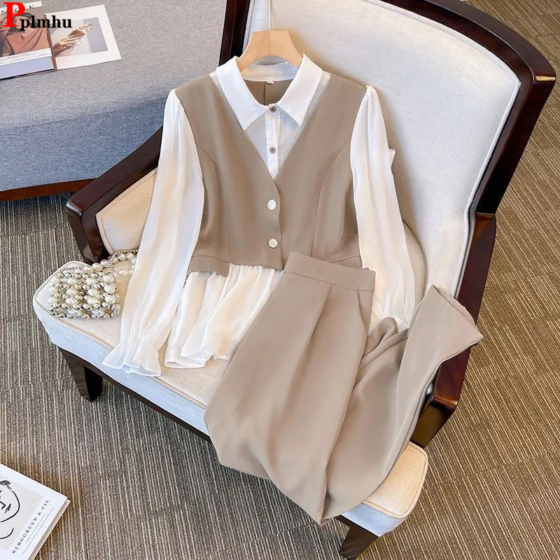 Female Formal Wear - Korean Chiffon 2 Pieces Sets Slim
