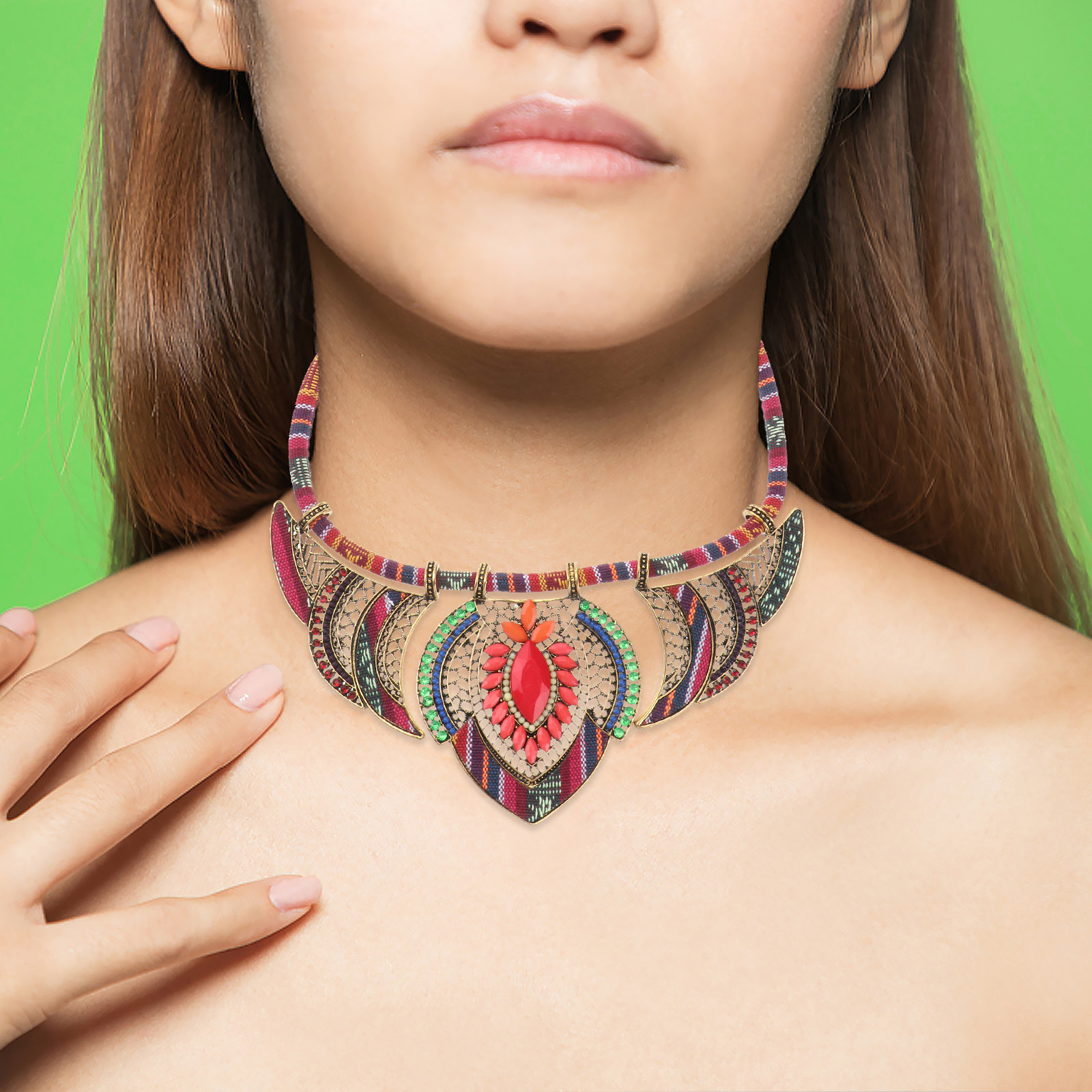 Formal Wear Jewelry For Women - Ethnic Choker Necklace Bohemia Handmade Multicolor