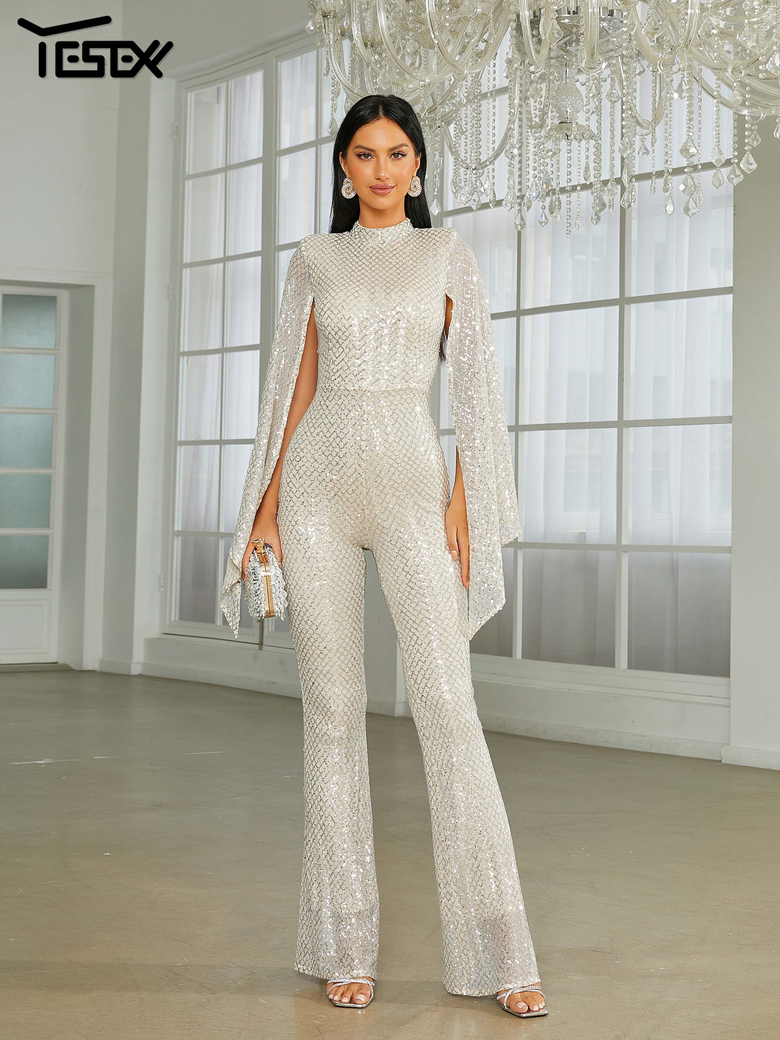 Women'S Formal Wear Pants - Yesexy New Stand Collar Cape Sleeve