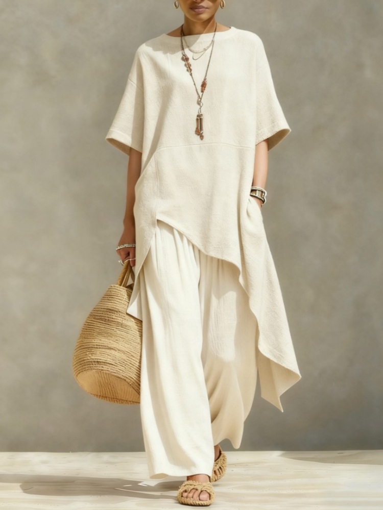 Women Cotton Linen Pant Sets 2 - Women'S Formal Wear Blouse 评论和价格