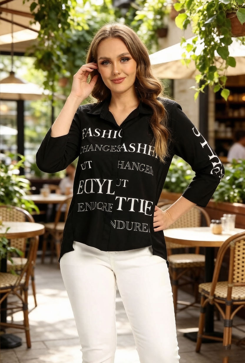 Women Oversized Letter Print B - Women'S Formal Wear Blouse 评论和价格