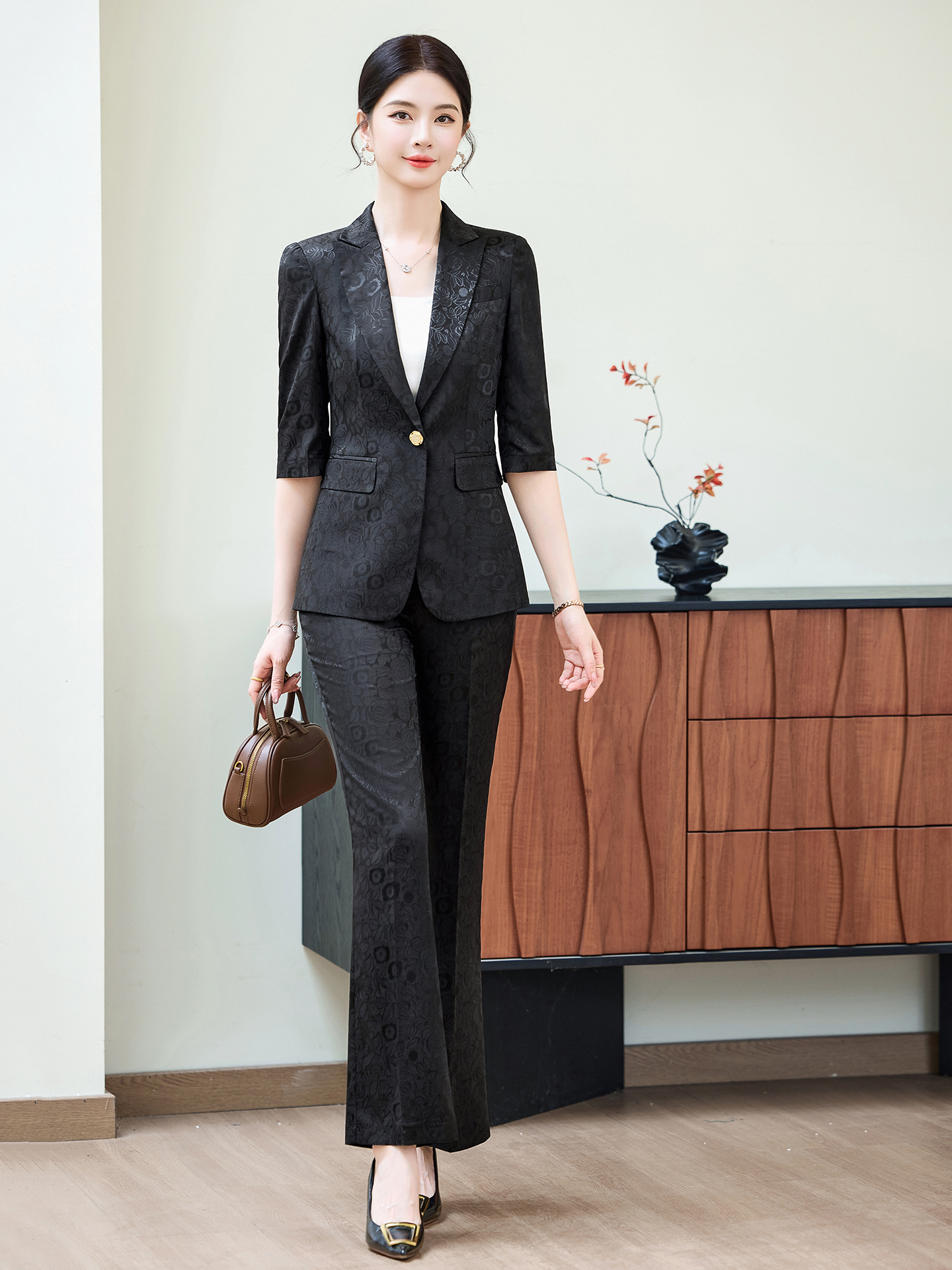 Fashion Apricot Half Sleeve Pr - Women'S Formal Wear Pants 评论和价格