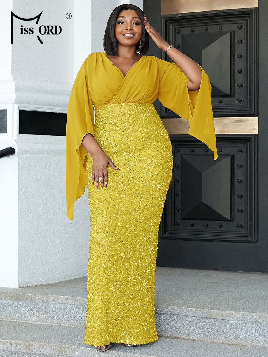 Missord Yellow Sequin Plus Siz - Female Formal Wear 评论和价格