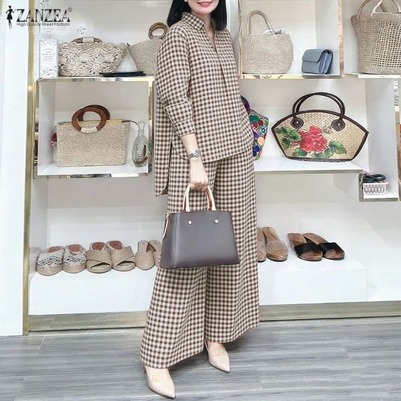 ZANZEA Women's Gingham Pant Su - Women'S Formal Wear Blouse 评论和价格