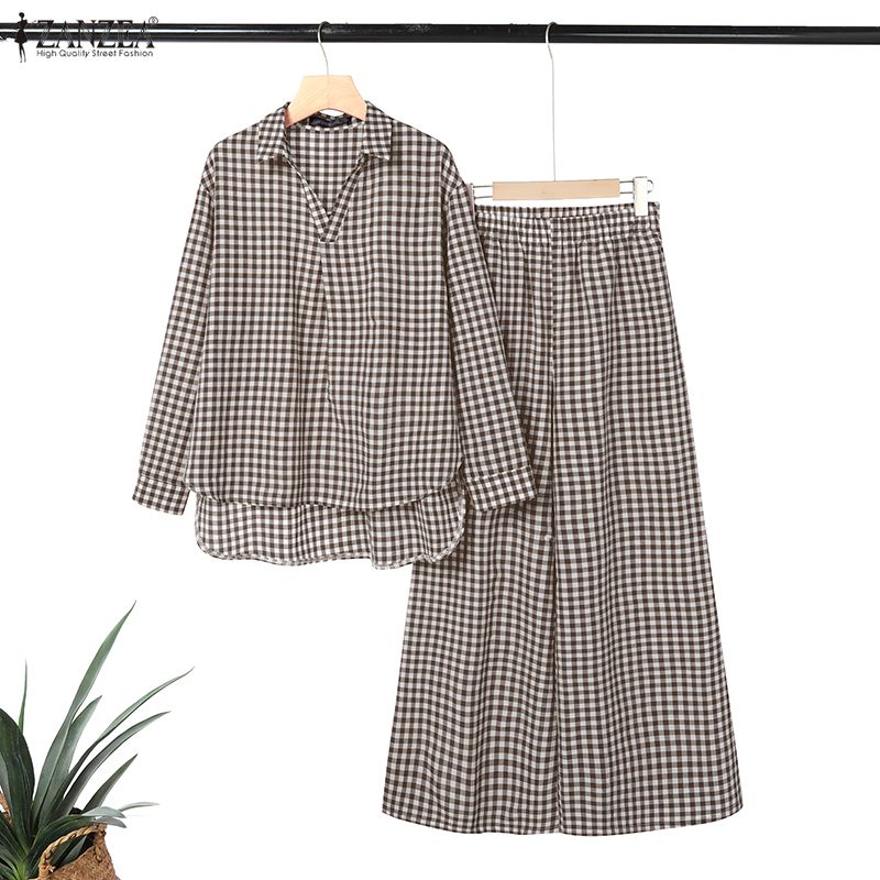 ZANZEA Women's Gingham Pant Su - Women'S Formal Wear Blouse 评论和价格