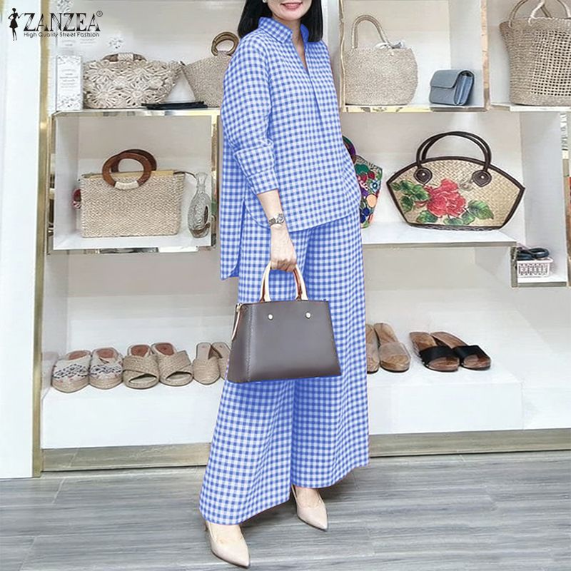 ZANZEA Women's Gingham Pant Su - Women'S Formal Wear Blouse 评论和价格