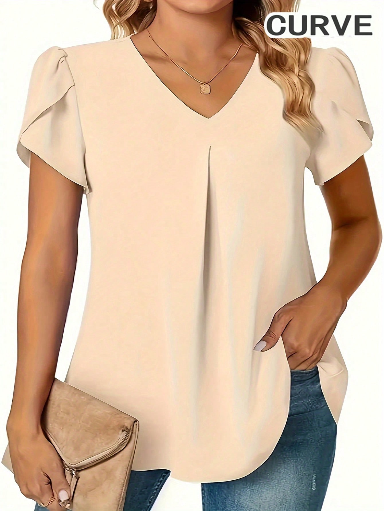 Plus Size 0XL-5XL Women V-neck - Women'S Formal Wear Blouse 评论和价格