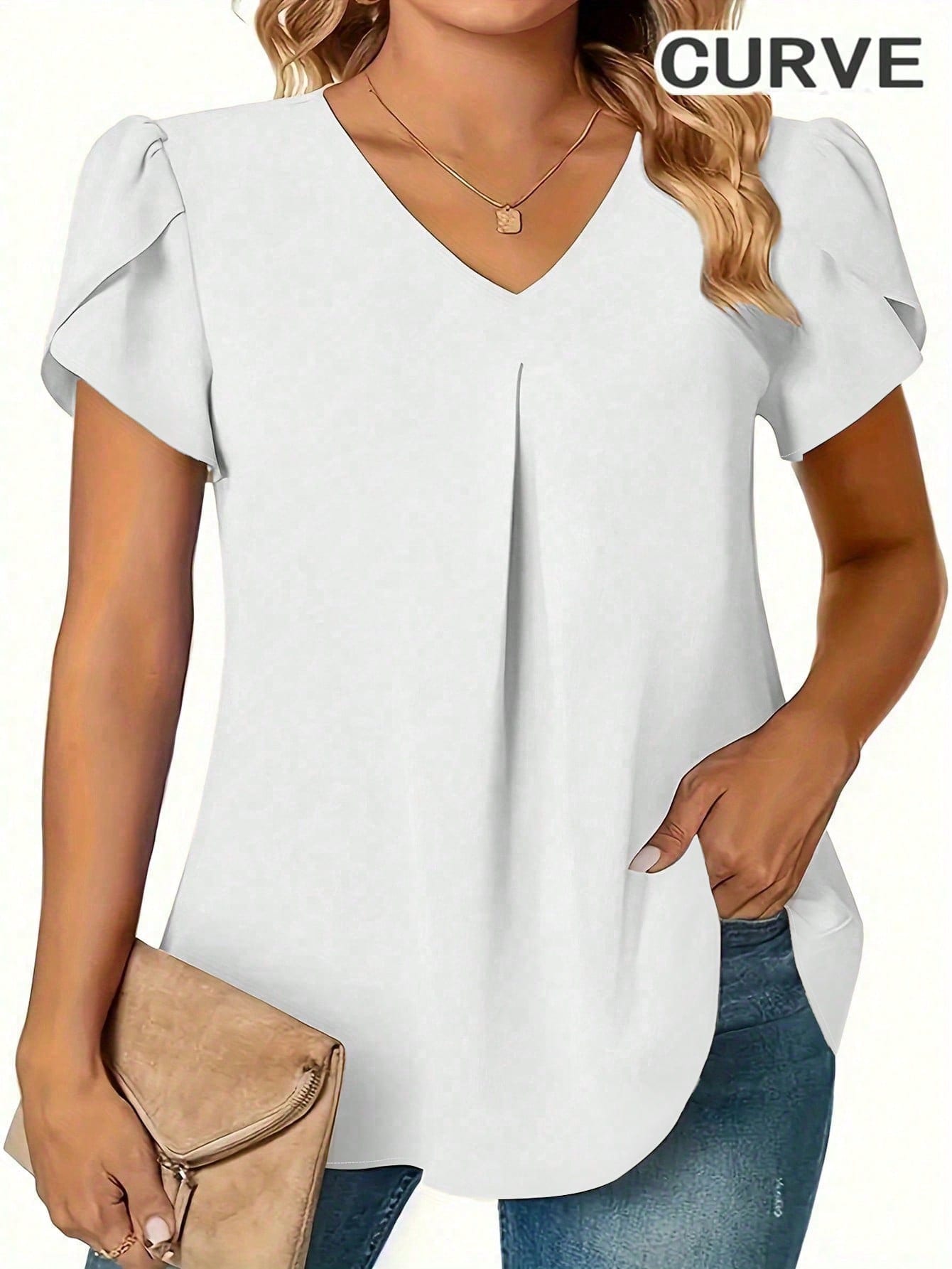 Plus Size 0XL-5XL Women V-neck - Women'S Formal Wear Blouse 评论和价格