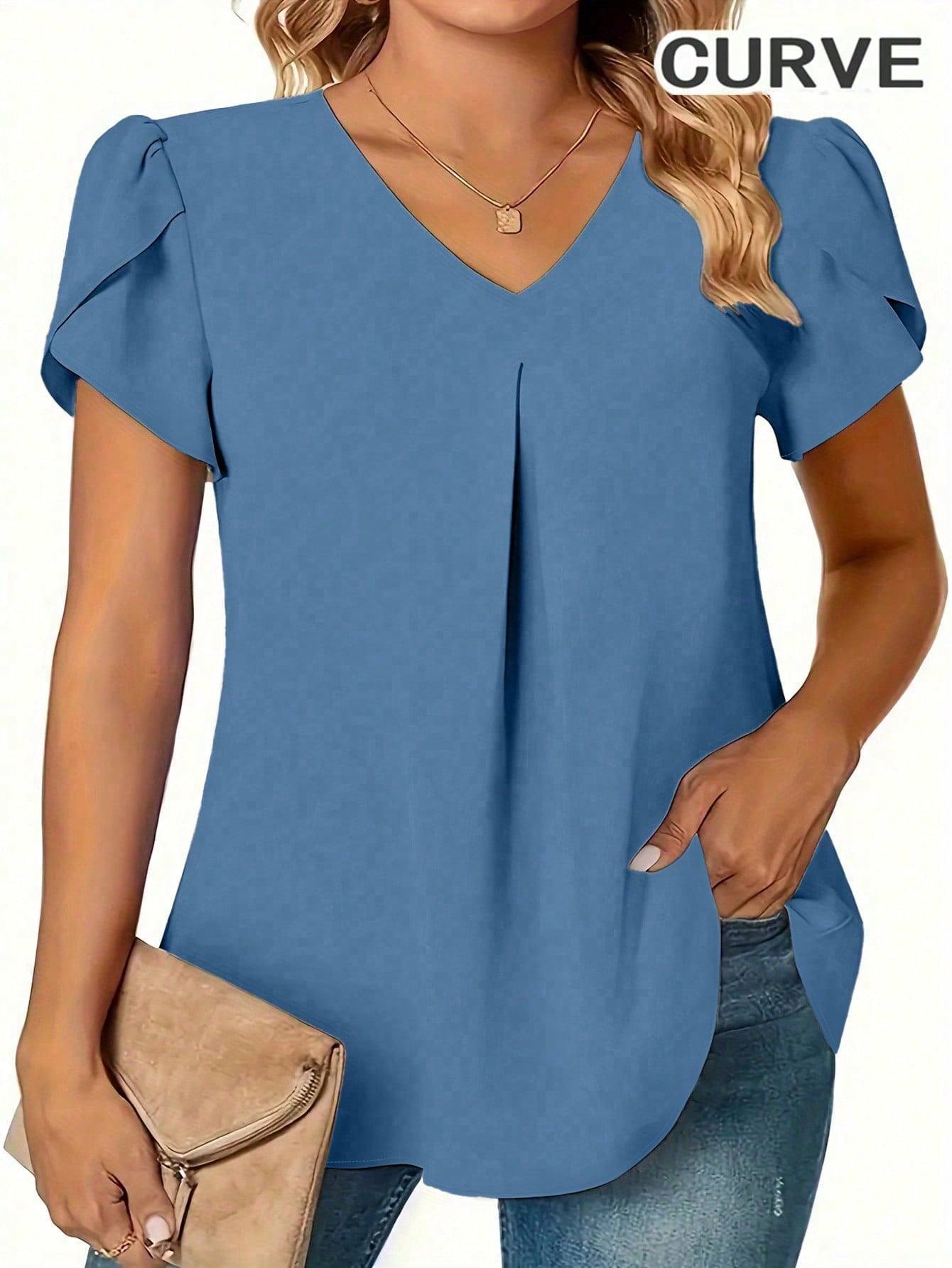 Plus Size 0XL-5XL Women V-neck - Women'S Formal Wear Blouse 评论和价格