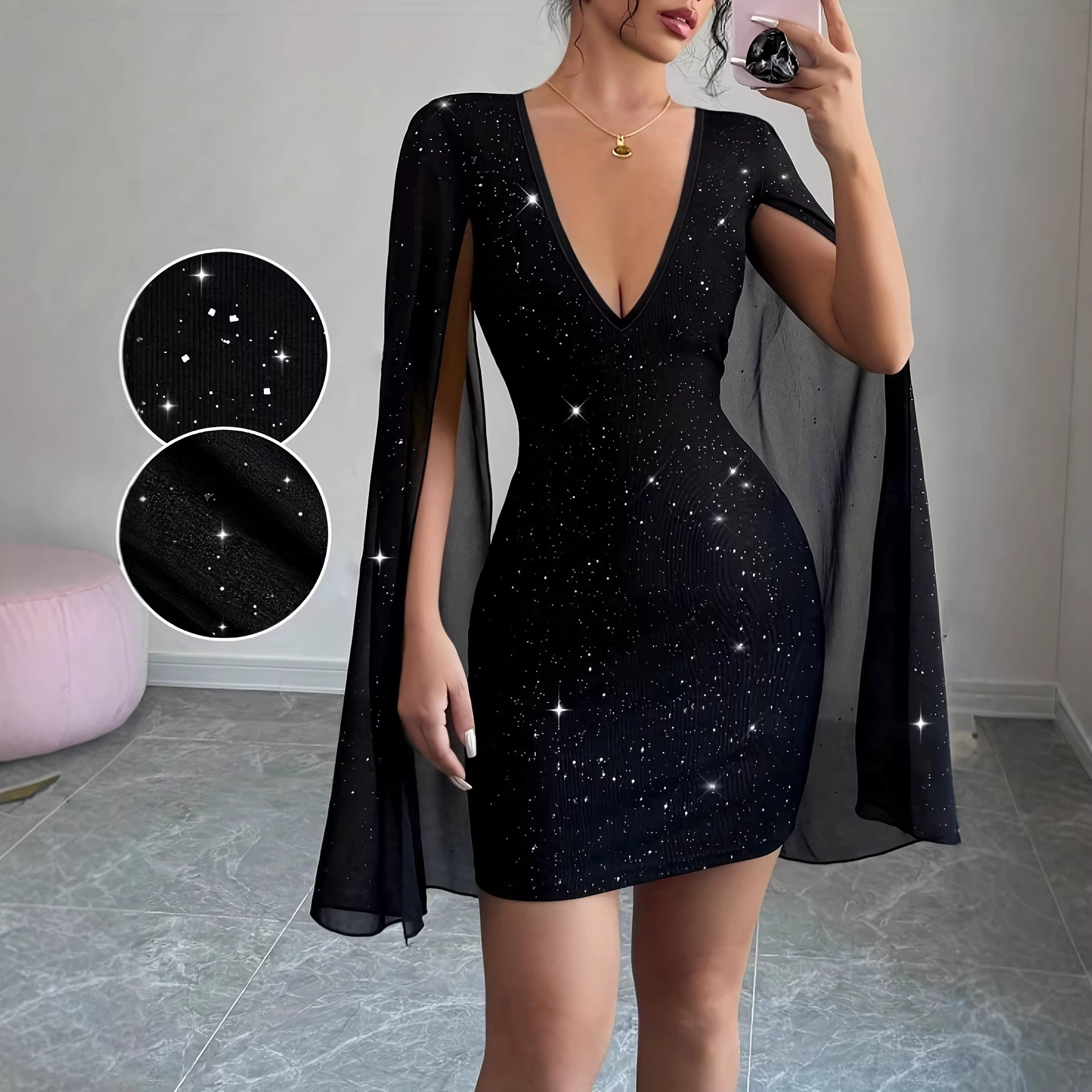 V Neck Bodycon Midi Dress Eleg - Formal Wear Women Us 评论和价格