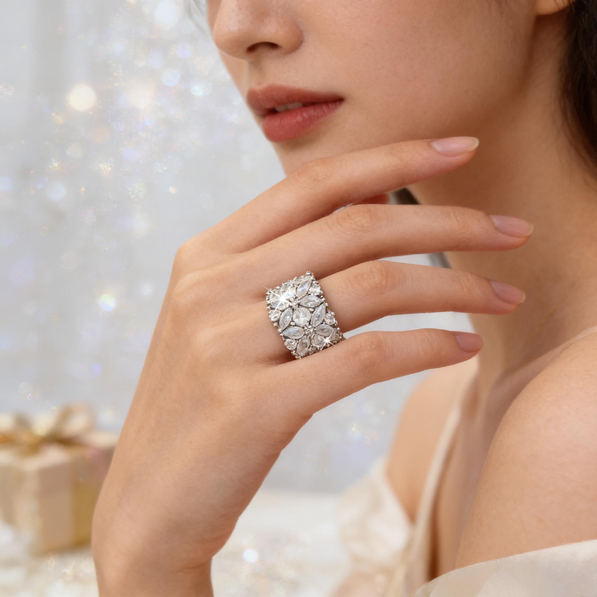 Vintage Flower Cluster Wide Ba - Formal Wear Jewelry For Women 评论和价格