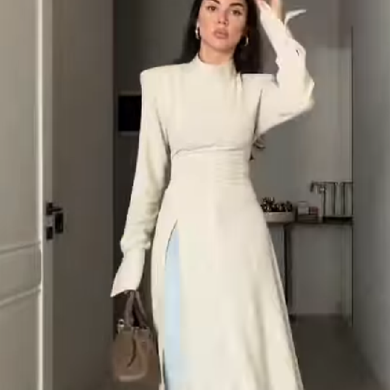 Women's Elegant High Neck Long - Female Formal Wear 评论和价格