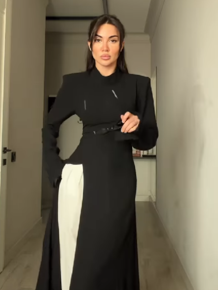 Women's Elegant High Neck Long - Female Formal Wear 评论和价格