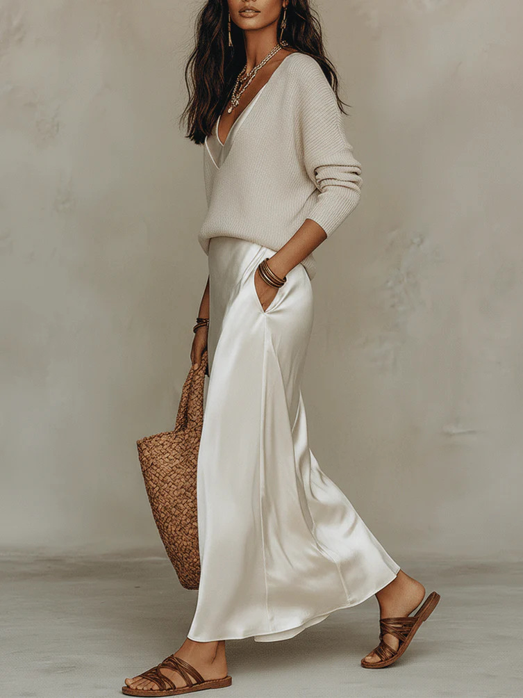 Chic Women's Satin Maxi Dress  - Female Formal Wear 评论和价格