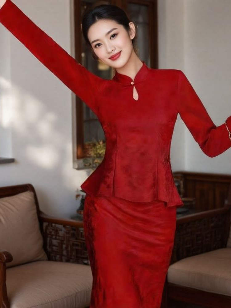 Red New Chinese Style Wedding  - Vintage Women'S Formal Wear 评论和价格