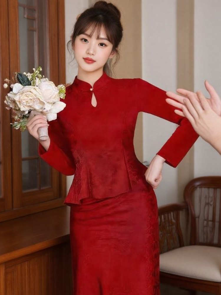 Red New Chinese Style Wedding  - Vintage Women'S Formal Wear 评论和价格