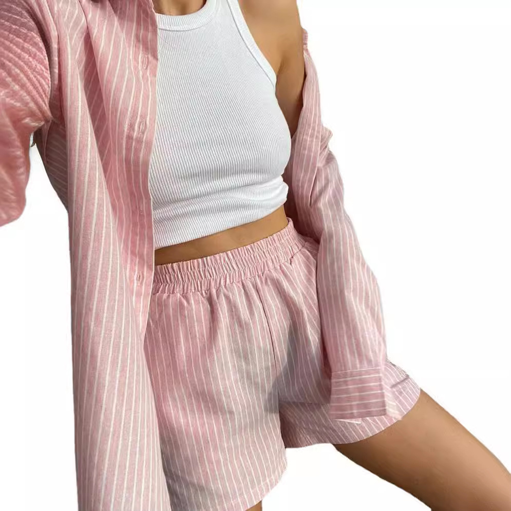 Women Striped Print Two Piece  - Women'S Formal Wear Blouse 评论和价格