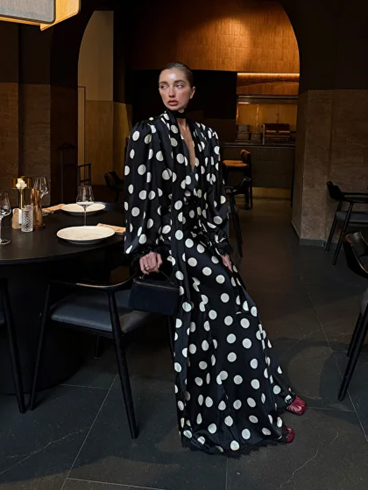 Black Polka Dot V Neck Shirt S - Women'S Formal Wear Blouse 评论和价格