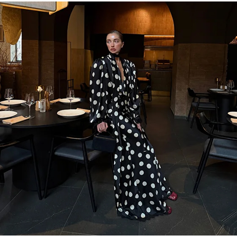 Black Polka Dot V Neck Shirt S - Women'S Formal Wear Blouse 评论和价格