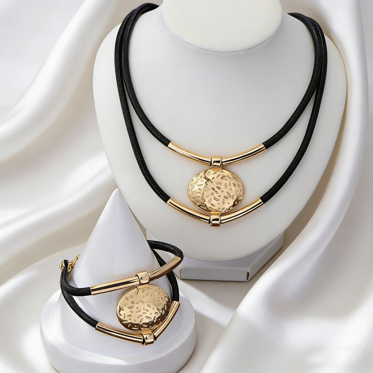 Elegant Oval Pendant Set Textu - Formal Wear Jewelry For Women 评论和价格