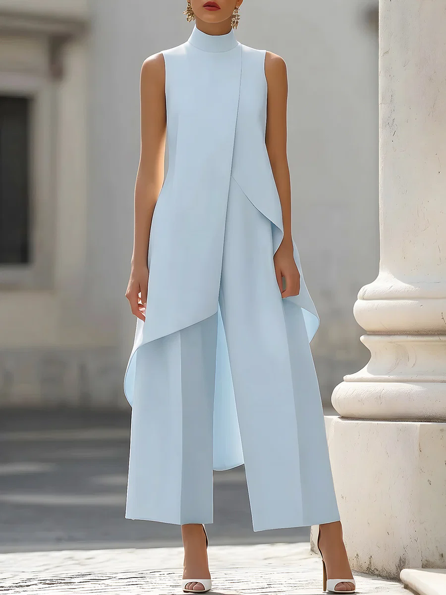 Sleeveless High Neck Asymmetri - Women'S Formal Wear Pants 评论和价格
