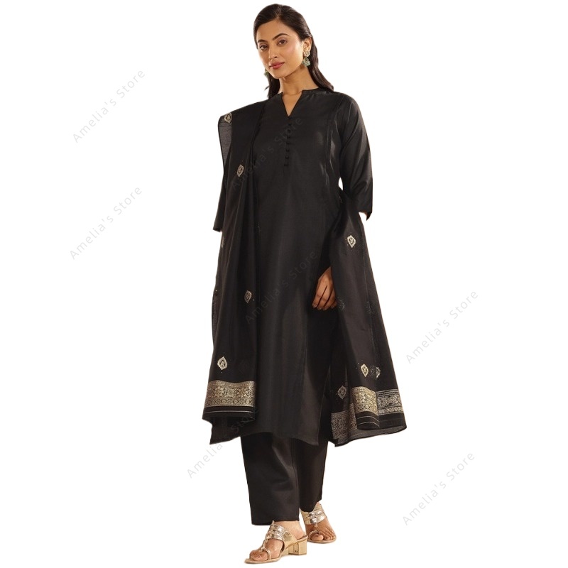 Women's Black Jacquard Kurta P - Women'S Formal Traditional Wear 评论和价格