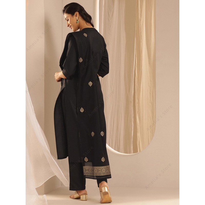 Women's Black Jacquard Kurta P - Women'S Formal Traditional Wear 评论和价格