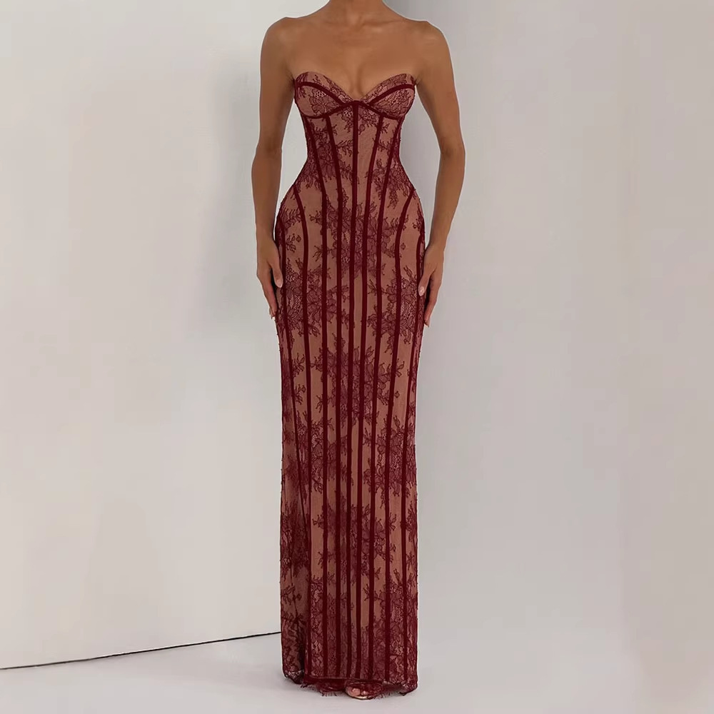 Strapless Bodycon Maxi Dress f - Female Formal Wear 评论和价格