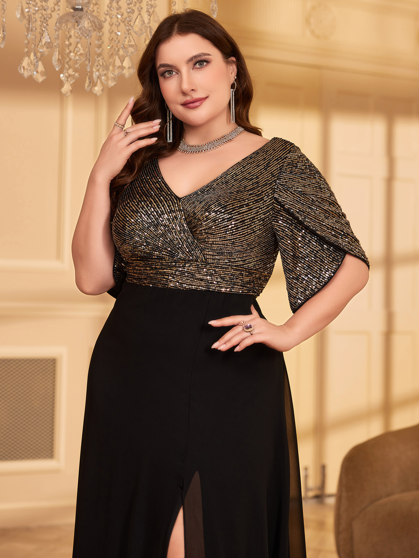 UNITHORSE Plus Size Sequin Pat - Female Formal Wear 评论和价格